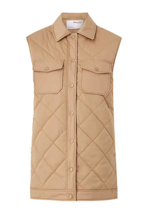 Selected FEMME - Väst slfTinna Long Quilted Vest B Noos - Brun