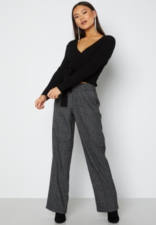 ONLY Poptrash-Suki MW Wide Check Pant Black Checks Cloud D S/32