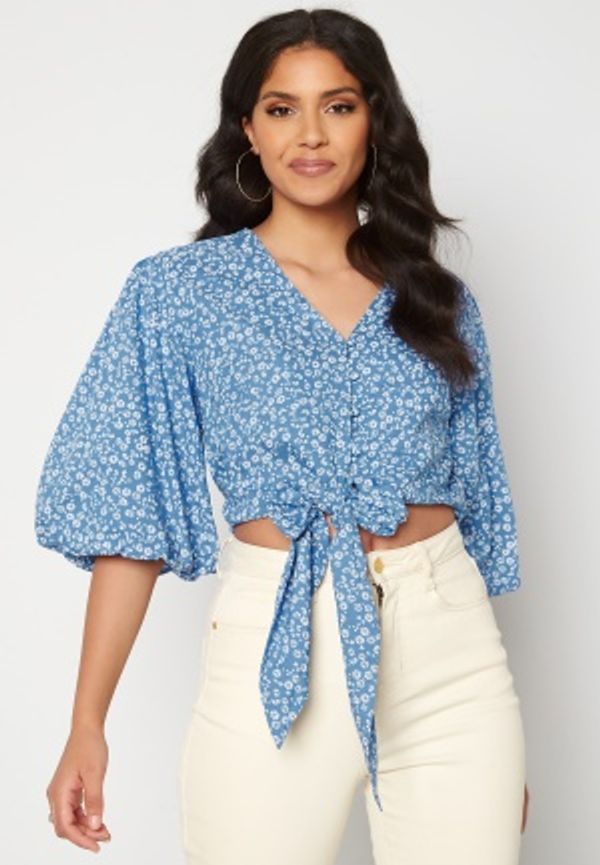 Rut & Circle Telma Knot Top Blue Print XS