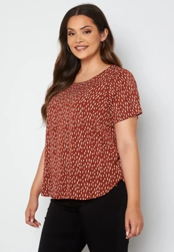 Only Carmakoma Luxcille SS Top Roasted Russet AOp 46