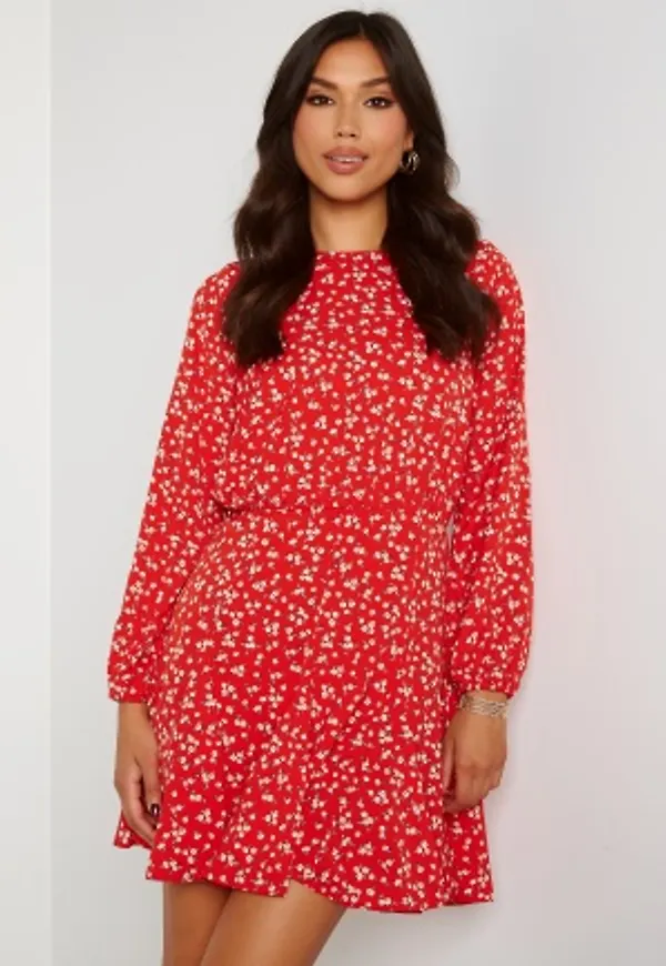 AX Paris Ditsy Print Pleat Dress Red S (UK10)