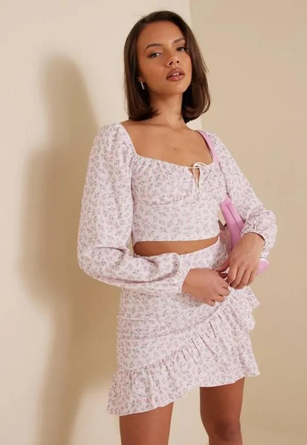 NLY Trend Printed Frill Skirt Minikjolar