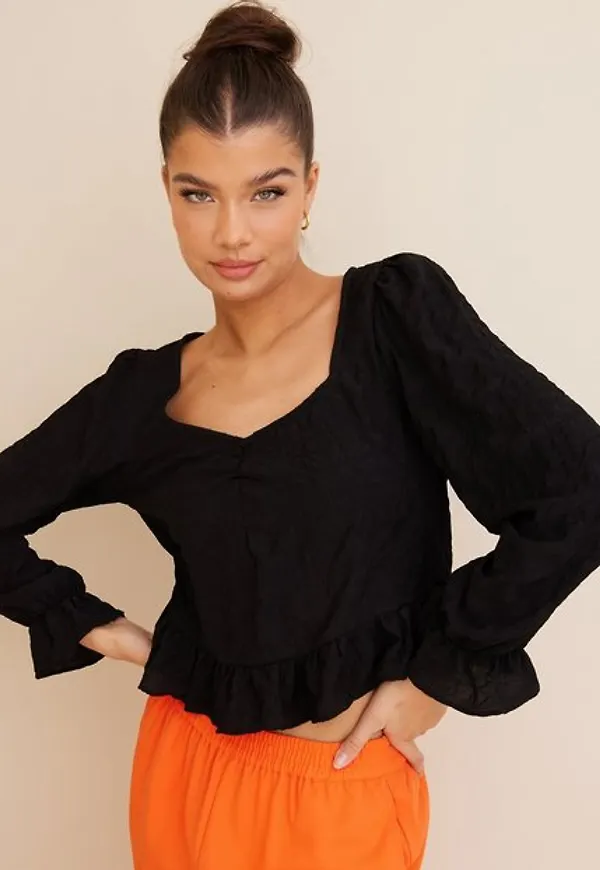 Vero Moda Vmholly L/S Short Top Wvn Blusar & Skjortor Black