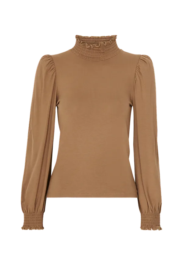 Only - Topp onlElva L/S Smock Top - Brun