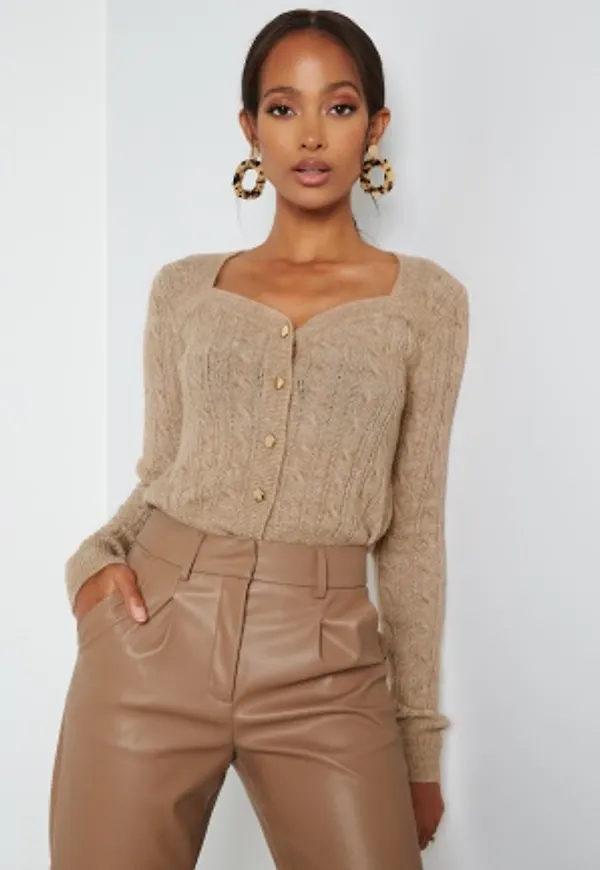 BUBBLEROOM Sally knitted cardigan Light brown XL