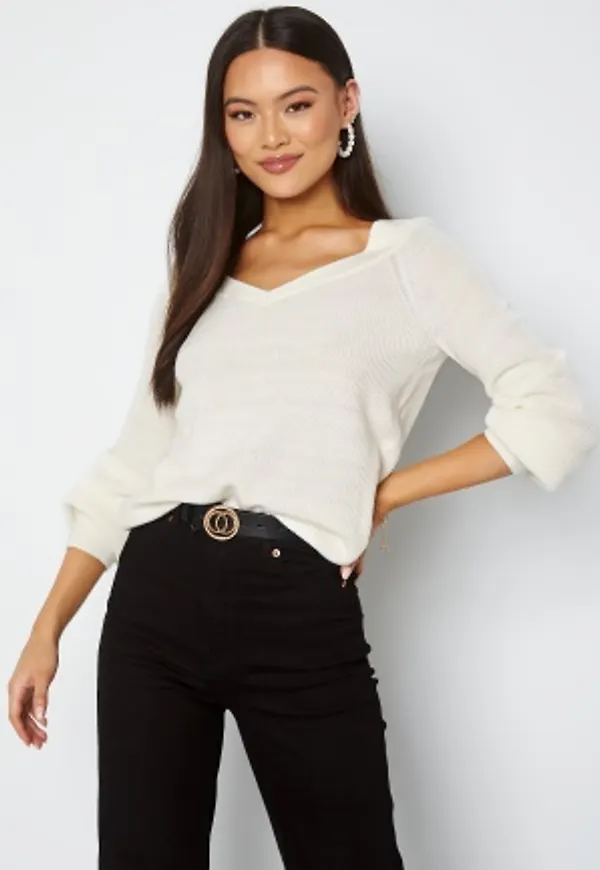 VILA Myntani L/S V-Neck Knit Top Birch XL