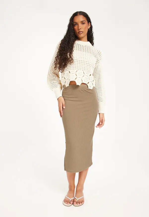 Pieces - Midikjolar - Silver Mink - Pckylie Mw Midi Skirt Noos - Kjolar - Midi Skirts