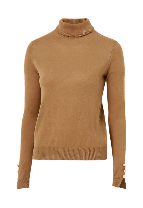 Vero Moda - Tröja vmMilda LS Rollneck Button Slit Blou - Brun