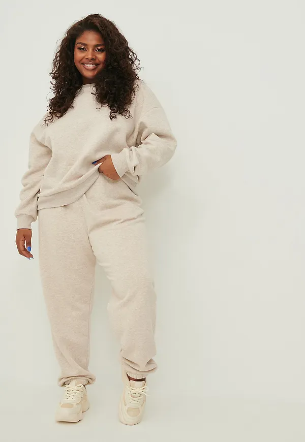 NA-KD Trend Ekologiska, avsmalnande sweatpants - Beige