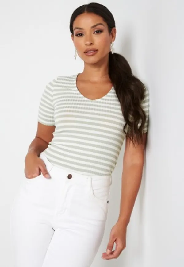 JDY Fransiska S/S Stripe Top Mineral Gray Stripes XL