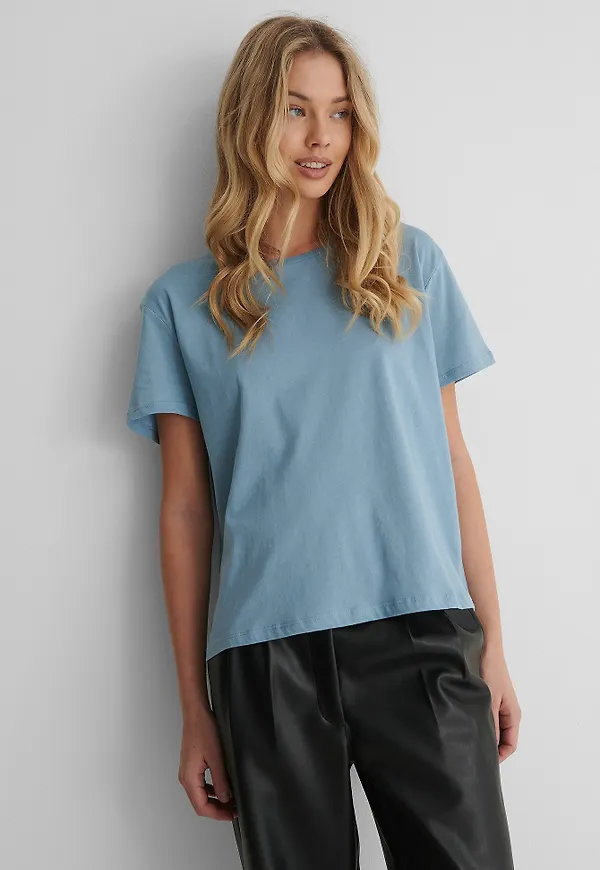 NA-KD Basic Basic Oversize T-Shirt - Blue