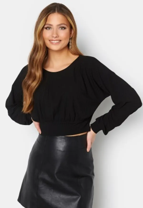 BUBBLEROOM Nicolina long sleeve tie top Black L