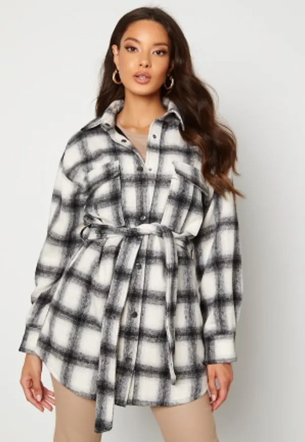 BUBBLEROOM Sonya Shirt Jacket   White / Black / Checked XS