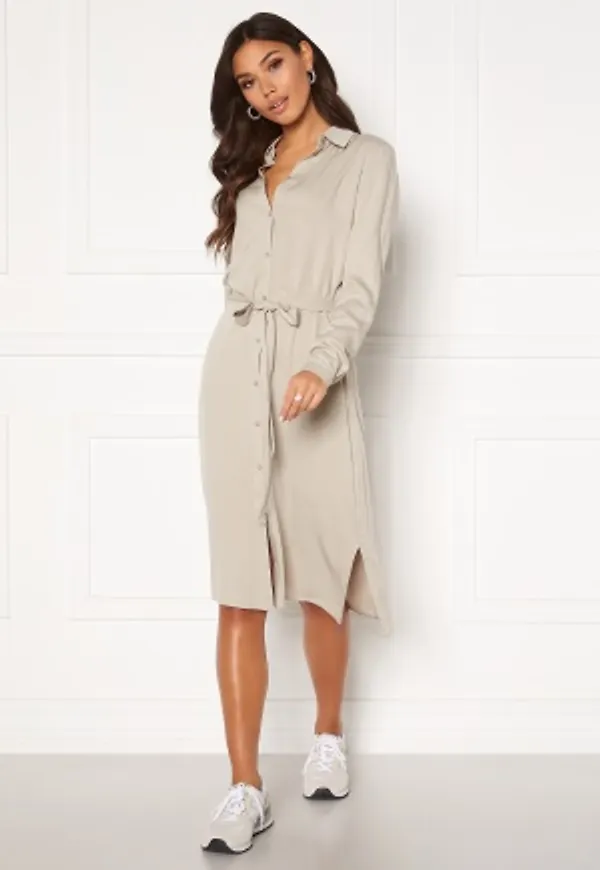 VILA Dania Belt L/S Shirt Dress Dove 38
