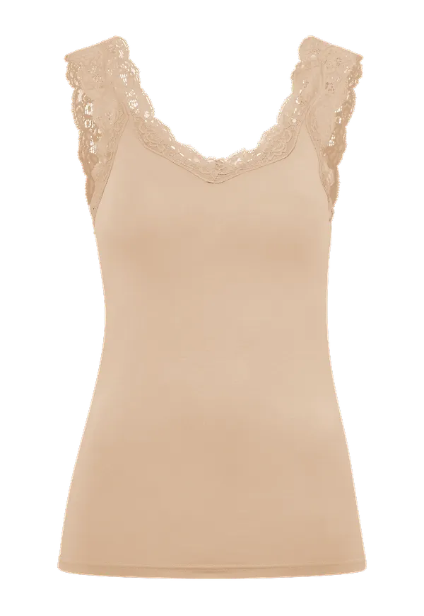 pieces - Topp pcBarbera Lace Top - Brun