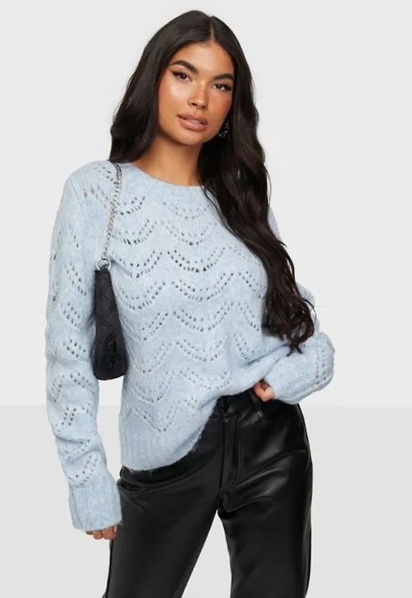 Pieces Pcbibi Ls Knit Noos Stickade tröjor Kentucky Blue Cp