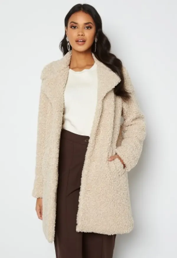 Happy Holly Nicole teddy coat Light beige 36/38