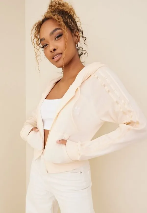 Adidas Originals Crop Fz Hood Cardigans Beige