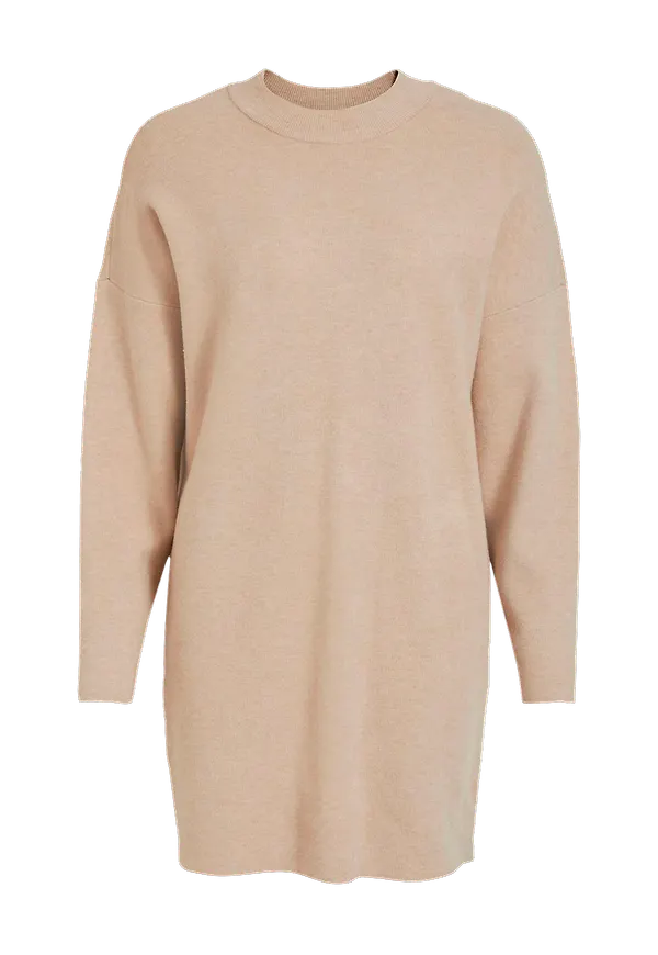 Vila - Klänning viOlivinja Knit High Neck L/S Dress - Beige