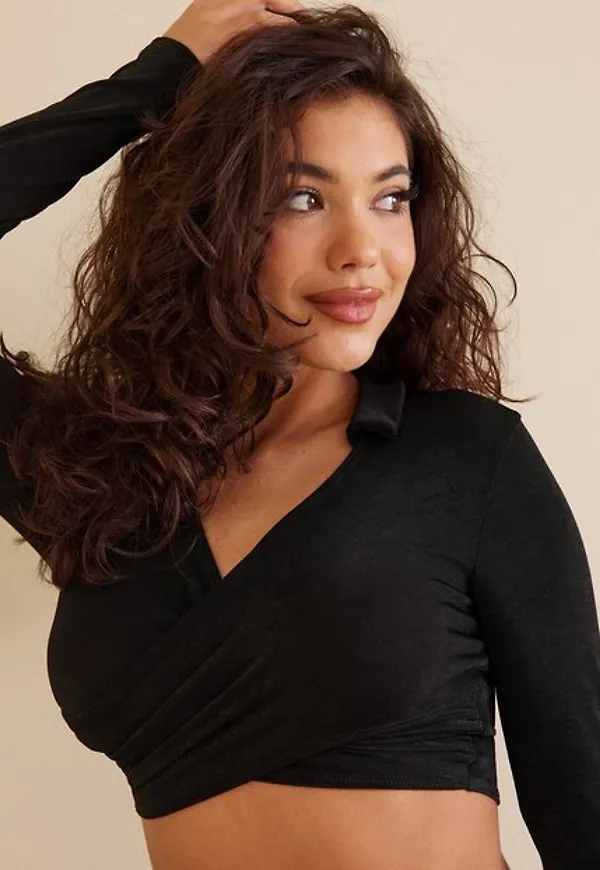 NLY One Wrap Collar Top Toppar Svart