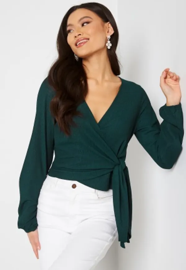 BUBBLEROOM Leighton wrap top Dark green M