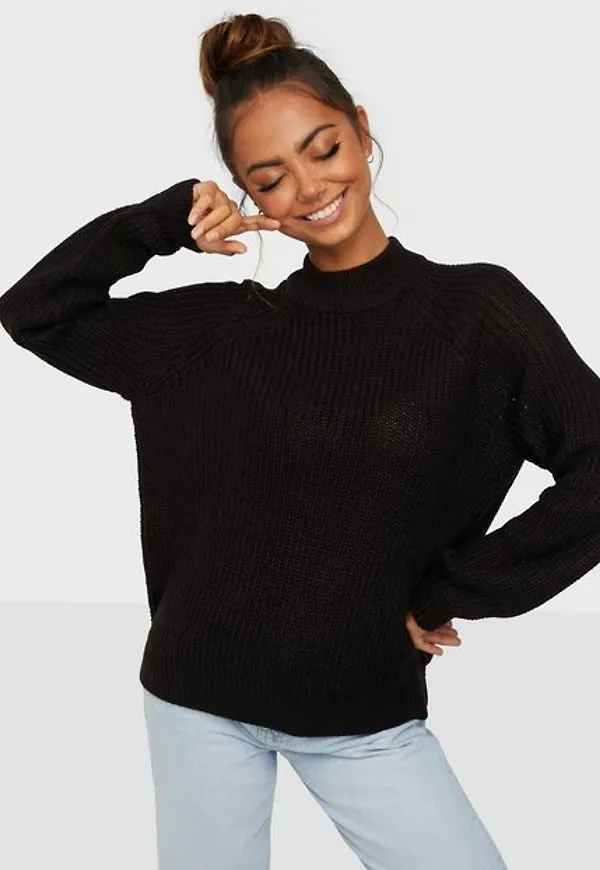 Vero Moda Vmlea Ls Highneck Blouse Noos Stickade tröjor Black
