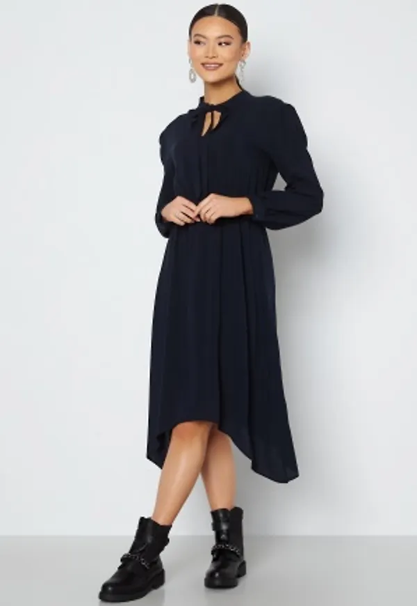 Trendyol L/S String Dress Lacivert/Navy 36