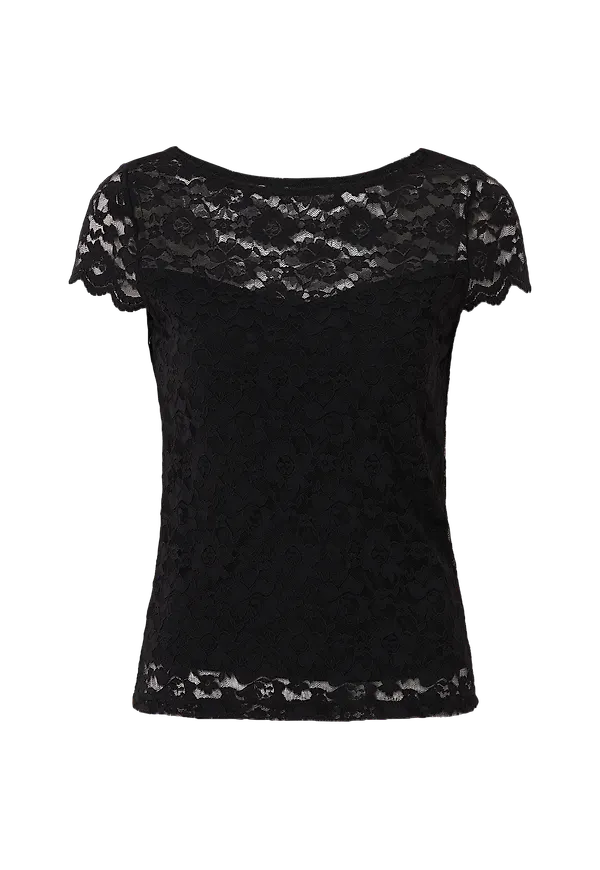 Vila - Spetstopp viKalila Capsleeve Lace Top - Svart