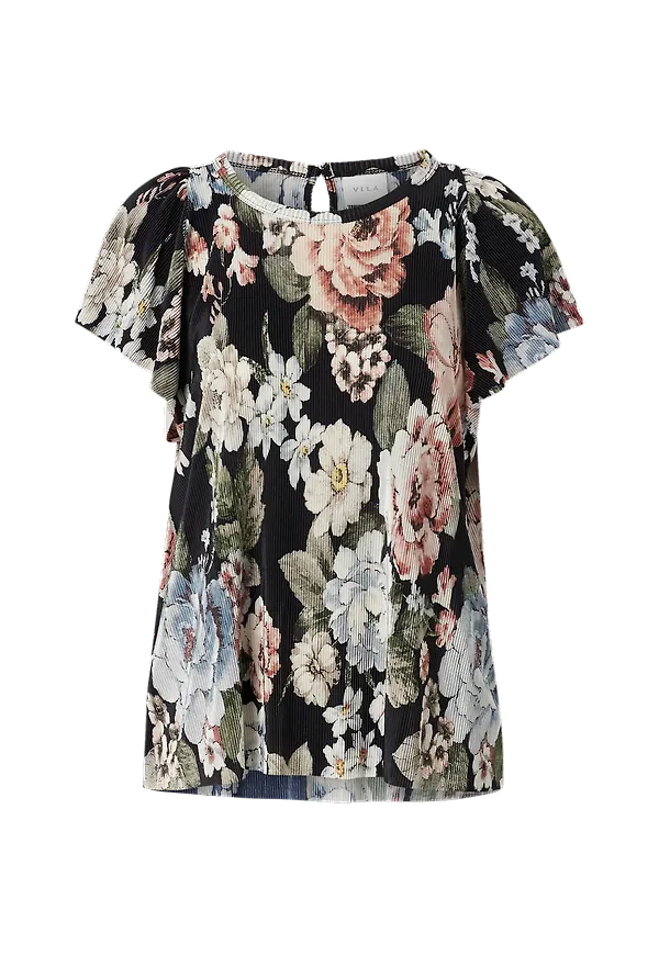 Vila - Topp viBlamia S/S Plisse Top - Svart