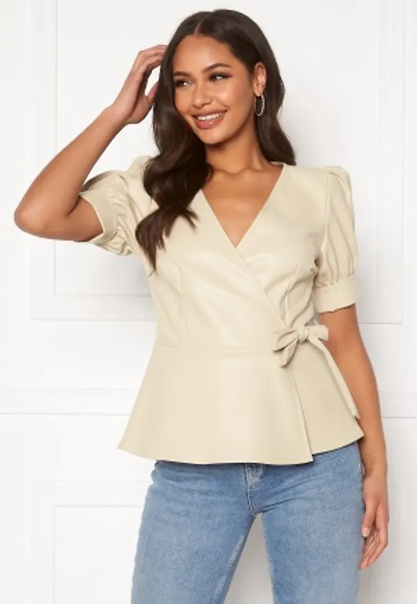 VERO MODA Serena Coated Wrap Top Bone White XS