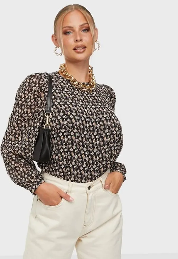 Object Collectors Item Objmila L/S Top Noos Vardagsblusar Black Flower Col
