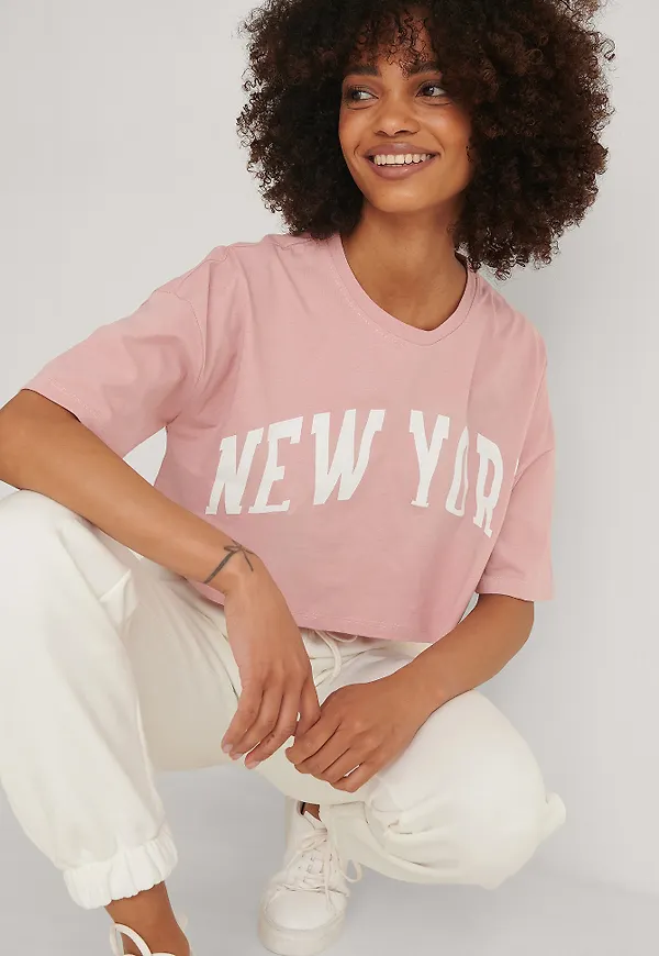 Trendyol Tryckt T-shirt - Pink