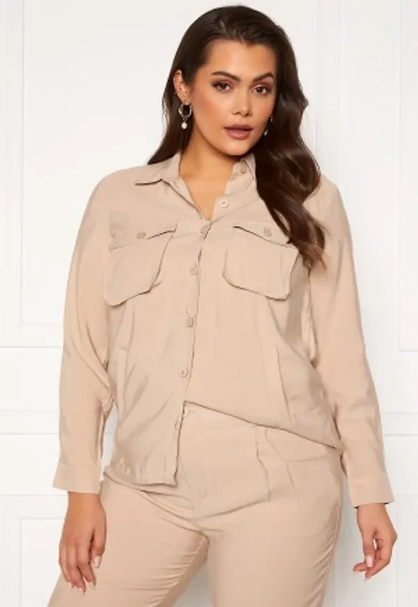 Happy Holly Maria woven shirt Light beige 36/38