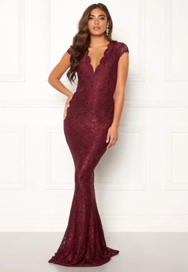 BUBBLEROOM Valencia lace dress Wine-red 42