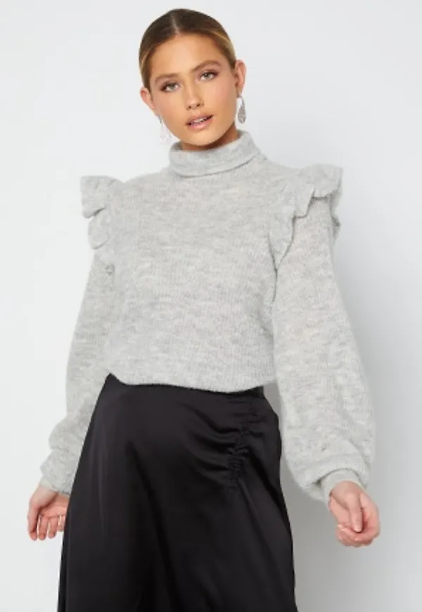 VERO MODA Kaia LS Funnelneck Blouse Light Grey Melange XL
