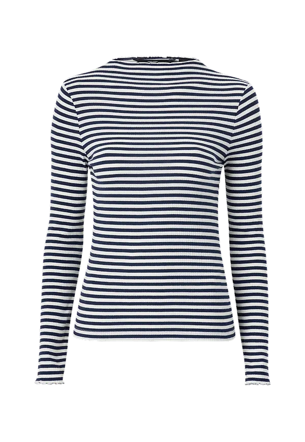 Vero Moda - Topp vmVio L/S High Neck Strip Blouse - Vit