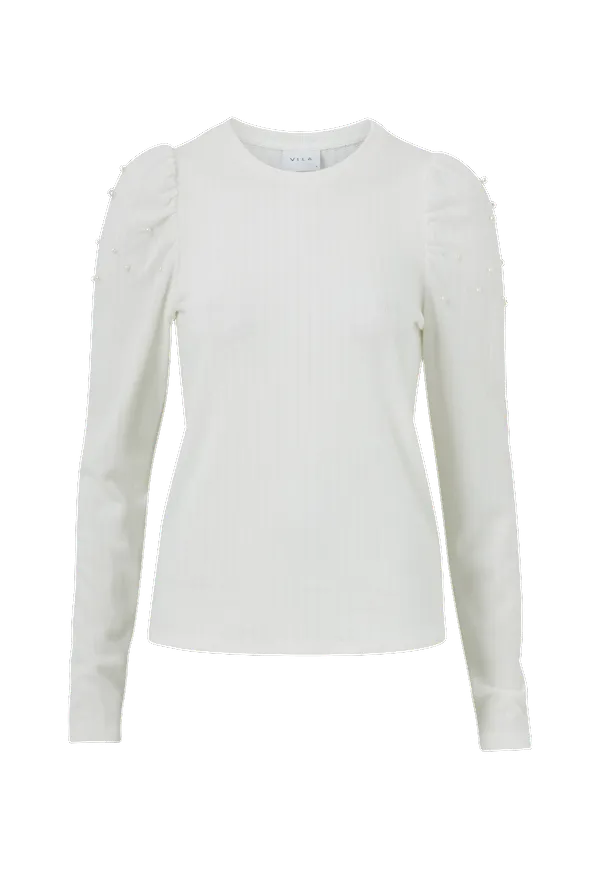 Vila - Topp viSunji Pearl L/S Top - Vit