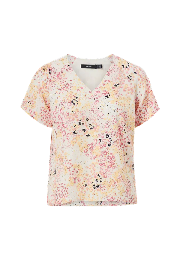 Vero Moda - Blus vmHannah Foil S/S Top Wvn - Natur