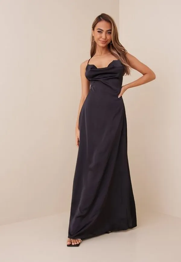 Missguided Premium Satin X Back Cowl Maxi Dress Maxiklänningar
