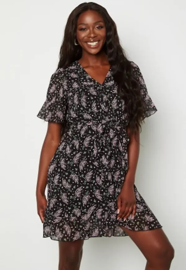 Sisters Point New Greto Dress 010 Blk/Pink Flower S