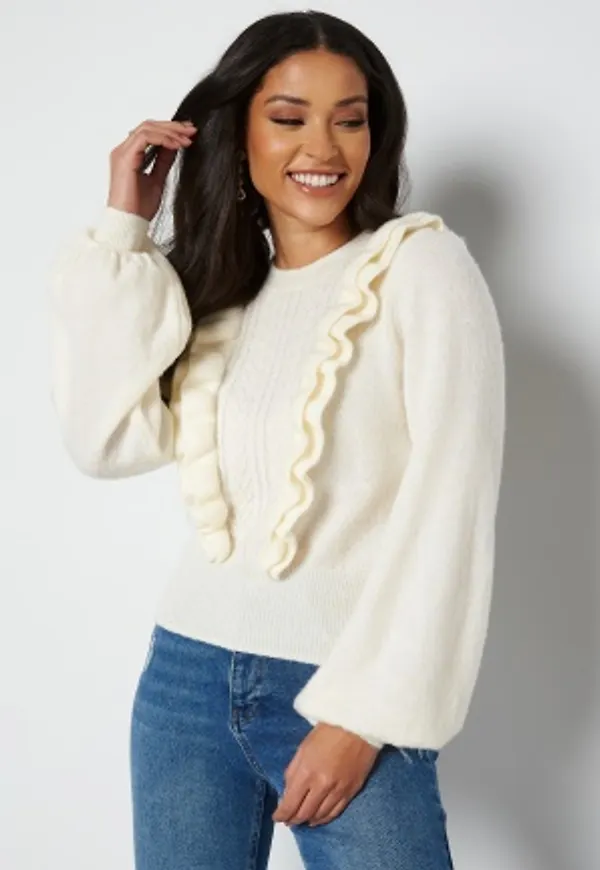 BUBBLEROOM Vada flounce sweater Offwhite S