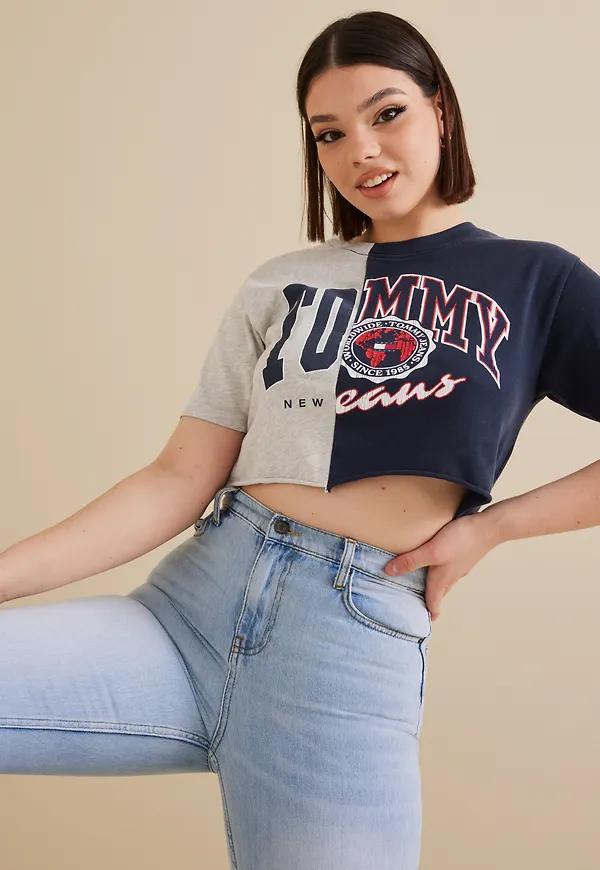 Tommy Jeans - T-shirts - Tjw Crop College Splicing Ss - Toppar - T-shirts