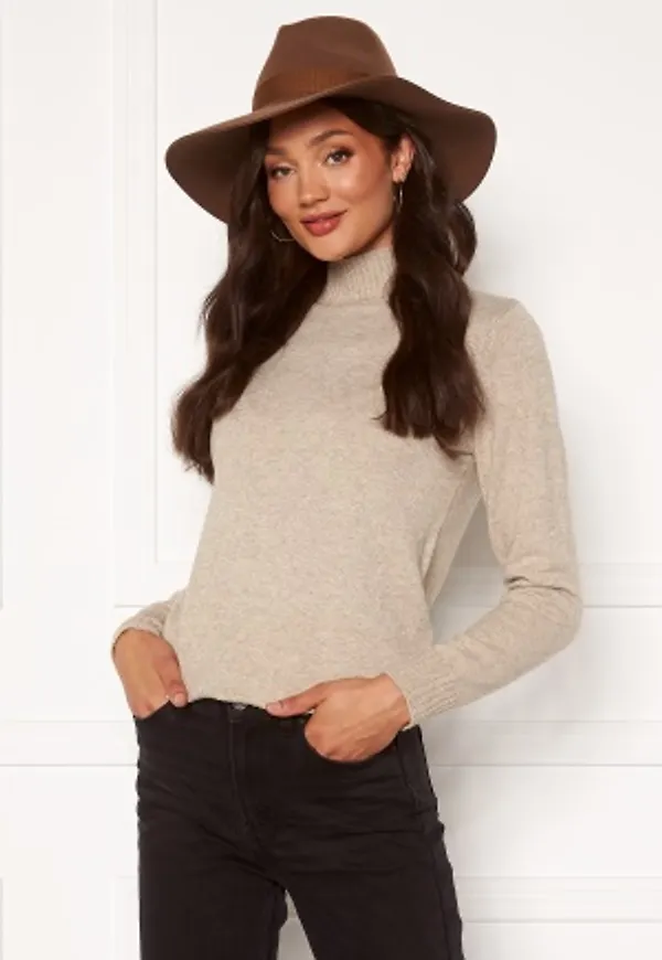VILA Ril Turtleneck L/S Knit Top Natural Melange XS