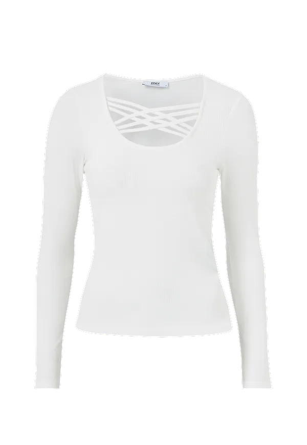 Only - Topp onlMary L/S Detail Top - Vit