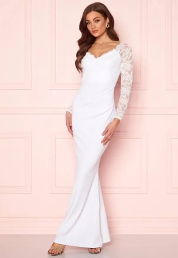 Goddiva Long Sleeve Lace Dress White XS (UK8)