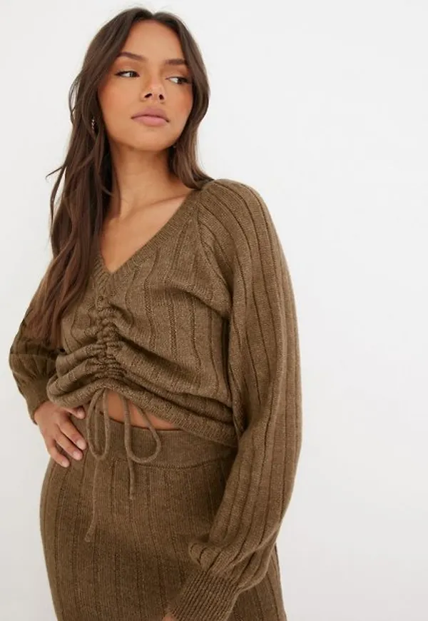 Vero Moda Vmkaylee Ls String Blouse Lcs Stickade tröjor Fossil W. Melange
