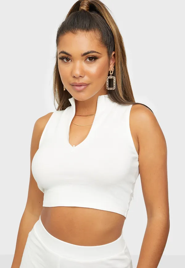 NLY Trend - Crop tops - Vit - Perfect Sporty Zip Top - Toppar