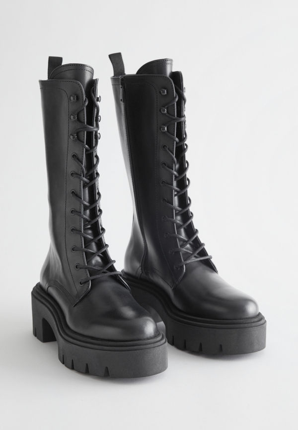 & Other Stories Chunky Ankelboots I Läder Svart i storlek 39