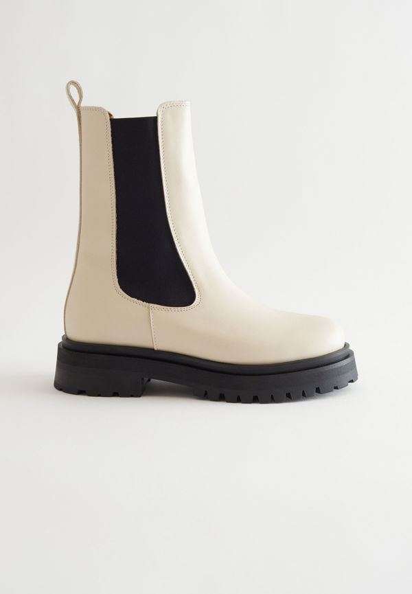 & Other Stories Chunky Chelseaboots I Läder Vanilj i storlek 40
