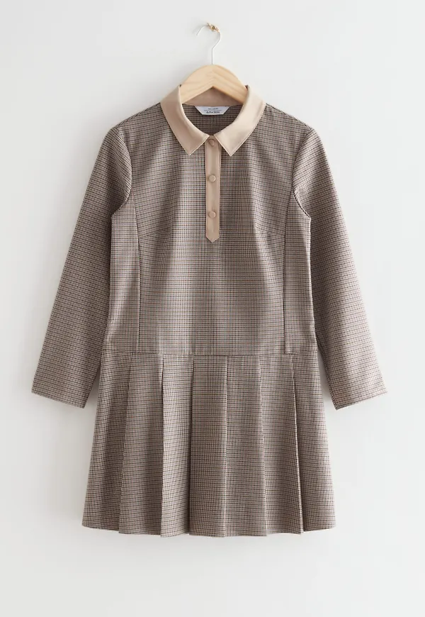 & Other Stories Collared Check Mini Dress Beige Checks, Vardagsklänningar i storlek 40